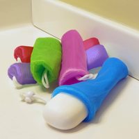 Savon exfoliant - Sachets en maille - Bain/douche - Cordon de suspension - Économiseur