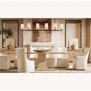 Modern <strong>Rustic</strong> Solid <strong>Wood</strong> <strong>Dining</strong> <strong>Table</strong> for Living Room, Kitchen, Villa &amp; Commercial Use - Product Image 1