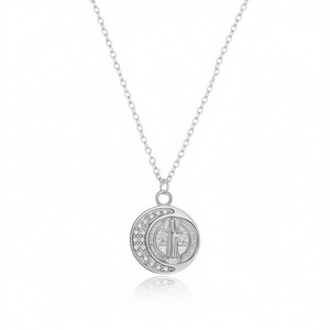 Collar con Colgante Religioso Amy Amy, Chapado en Plata con Circonita Cúbica, Joyería Cristiana para Mujer, Regalo para Uso Diario - Product Image 4