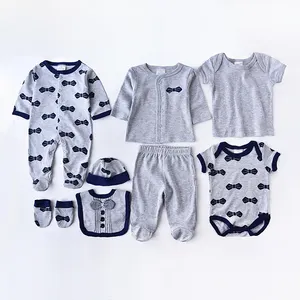 9pcs gift box 0-19M 100% cotton neutral boy toddler clothes set baby clothes set gift baby boy romper 0 6 months sale