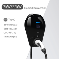Cargador de Vehículos Eléctricos de Pared de Calidad Premium, 7kW 22kW, con Tipo-2 y OCPP1.6, para Uso Doméstico y Comercial
