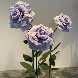 Gran oferta, flor <span class=keywords><strong>de</strong></span> papel <span class=keywords><strong>de</strong></span> Organza hecha a mano gigante con tallo para decoración <span class=keywords><strong>de</strong></span> escenario <span class=keywords><strong>de</strong></span> boda, juego <span class=keywords><strong>de</strong></span> tres piezas con <span class=keywords><strong>base</strong></span> <span class=keywords><strong>de</strong></span> poste - Product Image 3