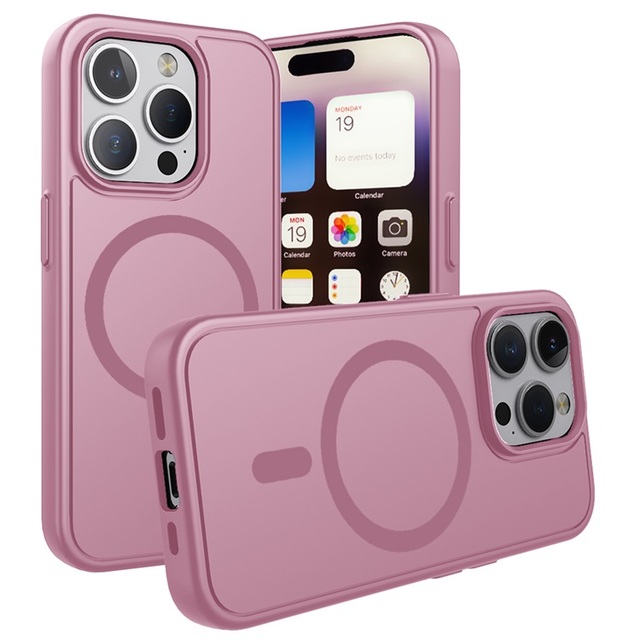 High Quality Wireless Charging Pink Cell Phone case for iPhone 13 14 15 Pro Max Plus Magnetic Protection Cover