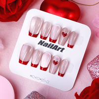 Valentijnsdag 10 stuks rode Franse kattenoog acryl luxe full cover kunstmatige valse opzetnagels groothandel
