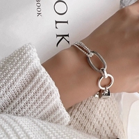 Bracelet multi-rangs en argent sterling 925 FY-SL40 pour femmes, style coréen, style forêt simple, design minimaliste unique