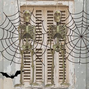 زينة للهالوين وهي عبارة عن هيكل عظمي للهالوين واقعي قابل للحركة من البلاستيك يمتد طوله 36 بوصة يتميز بالجمال المقاوم للصدمات للاستخدام داخل المنزل أو في الهواء الطلق - Product Image 4