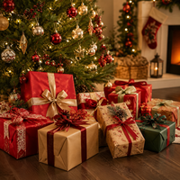 Boîte cadeau de Noël haut de gamme, écologique, recyclable, avec fenêtre transparente en PVC/éponge, poignée de transport, carton rigide, logo personnalisé, Saint-Valentin