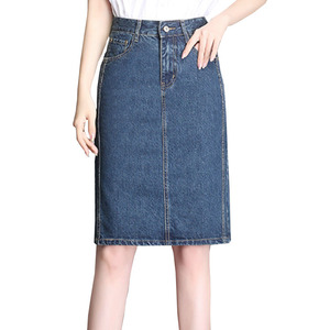 Jupe en jean décontractée pour femme, coupe trapèze, taille haute, ample, style bodycon, printemps, avec franges en dentelle, volants, tissage tricoté - Product Image 3