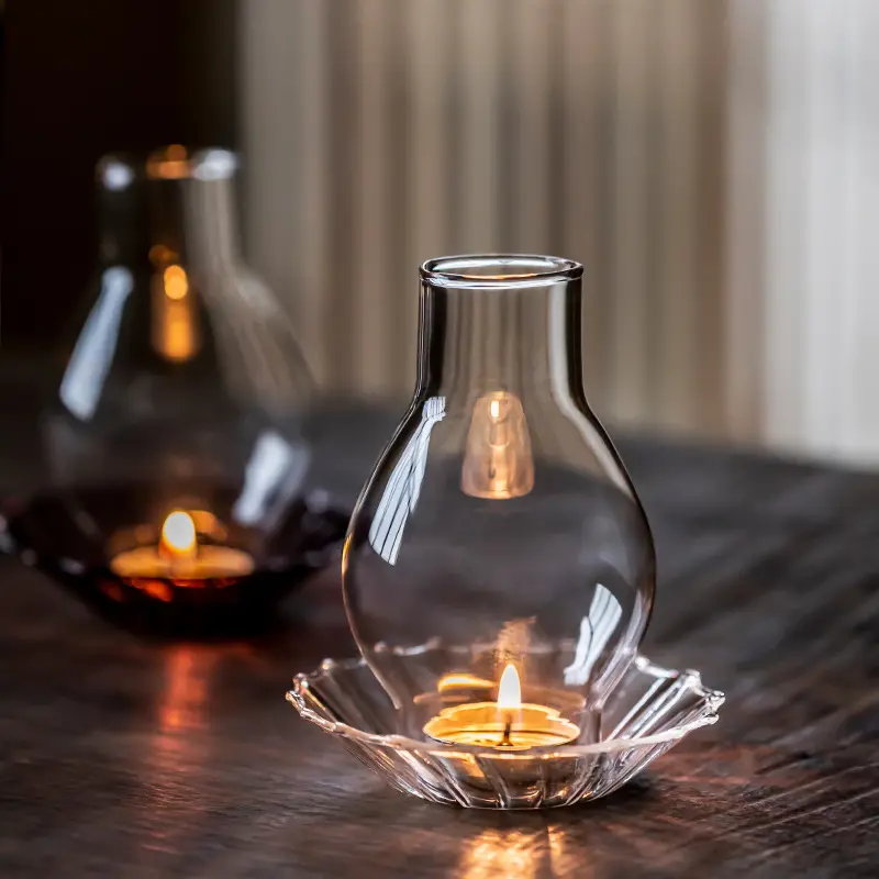 Nordico retrò antivento a lume di candela copertura per cena in vetro tavolo da tè portacandele decorativo Set di accessori per candele
