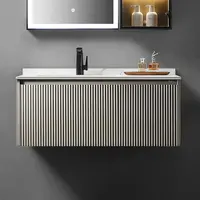 Modern Bathroom Vanity Bathroom Cabinet Sets with LED Mirror and Ambient Lighting from Manufacturer