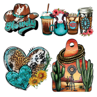 Transferts thermocollants motif Vache des Highlands, motifs floraux décoratifs pour vêtements DIY