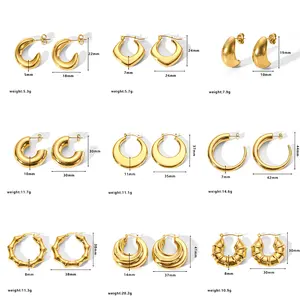 Wholesale High-grade 18K PVD Golden Stainless Steel Earrings Fashion Gold Hoops Geometric Fashion Jewelry Earrings Studs