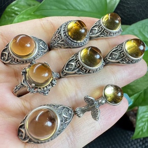 แหวนเงินแท้ S925 ดีไซน์วินเทจทันสมัย ปรับขนาดได้ ประดับด้วยซิทรินธรรมชาติ ทรงกรอบ สำหรับงานแต่งงานและเป็นของขวัญ - Product Image 1