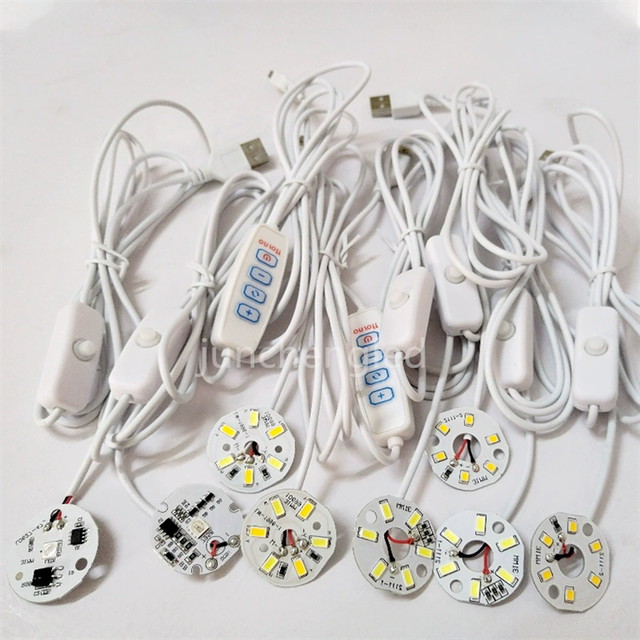 5V Low Voltage SMD LED Light Chip Touch Stepless Dimming USB Socket Switch Line LED Light Board Warm White Colorful