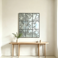 Copper-free Waterproof Solid European Style Vintage Oxidized Antique Silver Mirror Glass Sheet for Hotel Lobby Wall Interior