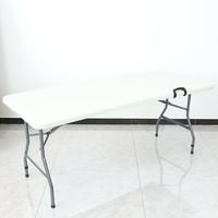 6FT facile à nettoyer centre étanche à l'humidité Portable Rectangle blanc HDPE plastique extérieur fête événement pliant en deux longue Table