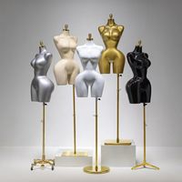 Mannequin de mode sans tête, ajustable, doré, pour présentation de vêtements, avec torse brésilien BBL, courbes généreuses, poitrine et fessier volumineux