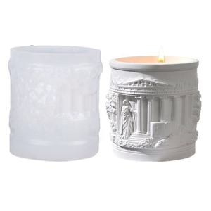 Cylindre classique facile à utiliser exquis <span class=keywords><strong>Artemis</strong></span> Temple graphique bricolage Silicone ciment résine plâtre pot de fleur Pot Vase moule - Product Image 4