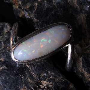 Australian <b>Solid</b> <b>Silver</b> Multi Fire Certified Classic Wedding Ring Prong Setting Opal-October Birthstone 5US Size Handmade - Product Image 1