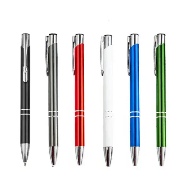 Becol Hoge Kwaliteit Multi Color Aluminium Reclame Zakelijke Pen Custom Metalen Balpen Met Logo Gedrukt Voor School En Kantoor