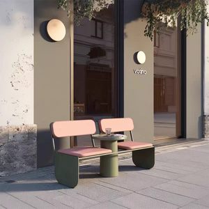 Panca Moderna Quadrata in Metallo per Esterni, Seduta da Giardino per Parchi e Centri Attività, Ideale per Ville - Product Image 3