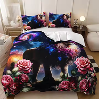 Ensemble de housse de couette imprimé 3D King Size Crown Lion Printing Convient aux adolescents Ensemble de literie