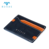 Hochwertiger PU-Leder RFID-blockierender Schlanker Kreditkarten-Geldclip mit Lasergravur Anpassbares Design Dunkelblau Modischer Stil