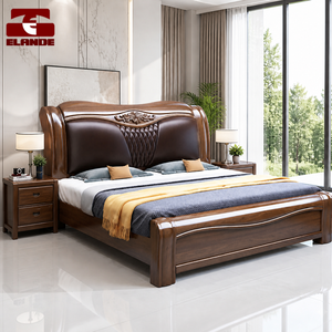 Двуспальная кровать Elande Modern из массива дерева с кожаной обивкой и мягкой подушкой, размер King Size, с местом для хранения, мебель для главной спальни - Product Image 4