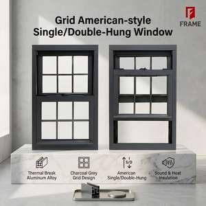 Profilés <span class=keywords><strong>de</strong></span> fenêtre en aluminium à double battant <span class=keywords><strong>de</strong></span> qualité supérieure avec mécanisme d'équilibrage en spirale, rebord incliné pour drainage et distribution modulaire des logements - Product Image 1