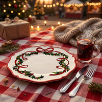 Assiettes de présentation de luxe personnalisables en plastique PP pour steak, 13 pouces, durables et réutilisables, ensemble de 50 pièces pour mariage, motif personnalisé