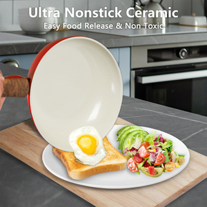 Nouvel ensemble de batterie de cuisine 3 pièces antiadhésif écologique 2026, revêtement céramique, comprenant un wok, une poêle et une marmite, avec couvercle en verre trempé, compatible gaz - Product Image 1