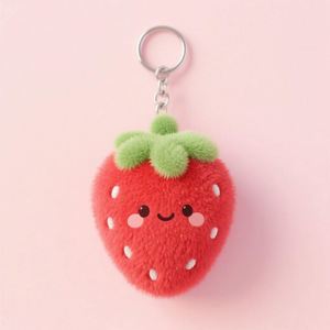 Llavero de fresa de peluche personalizado, adorable y suave, amuleto de fruta para bolso, llaves, cartera, regalo - Product Image 1