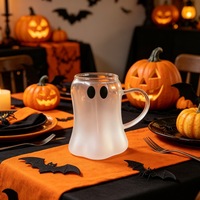 Mug en verre soufflé à la main en forme de fantôme, en verre borosilicate de haute qualité, avec poignée, pour la maison et le bureau, style américain, pour Halloween
