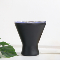 Gobelet à cocktail de 10 oz en acier inoxydable 304 à double paroi, forme conique avec couvercle transparent, isolation sous vide, personnalisation possible