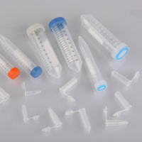 Tube de centrifugation stérile de laboratoire de 15 ml et 50 ml avec fond plat/conique, zone graduée et bouchon à vis coloré