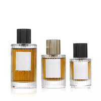 Parfum Unique de Luxe Transparent Ambre Noir Givré Vide Rond 30ml 50ml Bouteille de Parfum en Verre 100ml avec Boîte d'Emballage