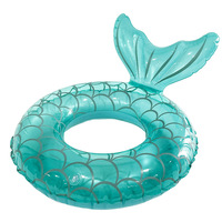Bouée de bain gonflable en PVC légère et pliable avec logo personnalisé, motif sirène pour enfants, vente en gros d'usine pour fêtes à la plage
