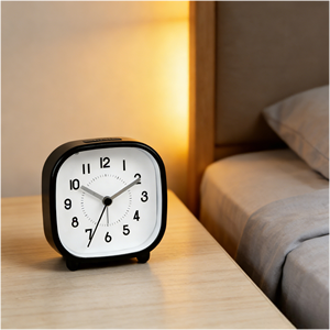 Reloj despertador silencioso cuadrado de 3.5 pulgadas en blanco y negro con alarma crescendo para regalo. - Product Image 2