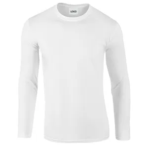 Excellent Service Customized Logo Unisex Casual Breathable Round Neck Slim Fit Long Sleeve Plain T Shirt