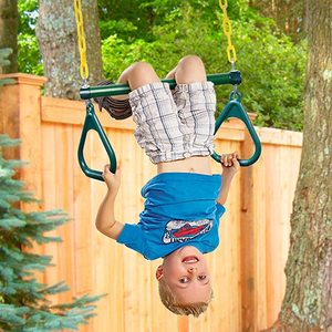 Barre d'oscillation de trapèze robuste avec <span class=keywords><strong>anneaux</strong></span> Ensemble de balançoire de barre de singe pour les enfants - Product Image 4