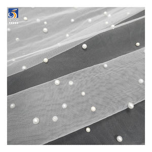 قماش تول أبيض مخصص للزفاف بطول <span class=keywords><strong>3</strong></span> أمتار من YX893، قماش تول ناعم مع لؤلؤ ثلاثي الأبعاد لفساتين الزفاف وطرحة العروس - Product Image 5