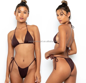 <span class=keywords><strong>Maillot</strong></span> <span class=keywords><strong>de</strong></span> <span class=keywords><strong>bain</strong></span> noir dos nu pour femmes, <span class=keywords><strong>ensemble</strong></span> <span class=keywords><strong>de</strong></span> Bikini 3 pièces à cordes, en maille, nouvelle collection 2023 - Product Image 5