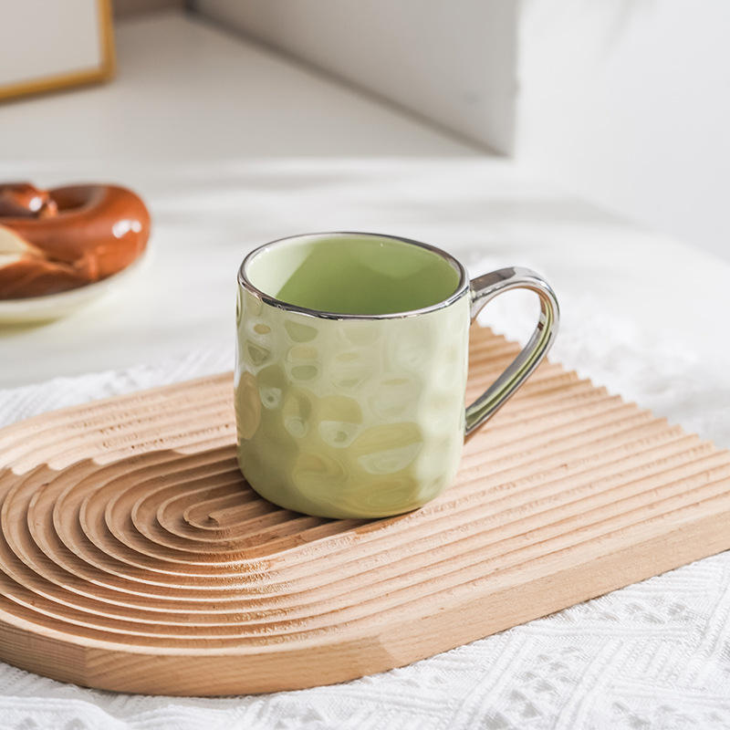 ถ้วยลายหินสีเขียวมิลค์กรีนขอบเงิน - ถ้วยเดี่ยว