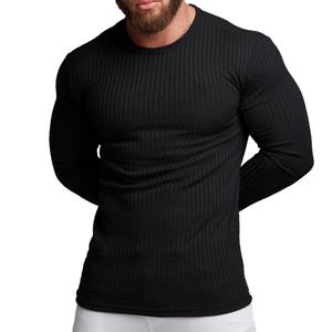 T-shirts en coton polyester personnalisés avec logo OEM, t-shirts vierges à manches longues, t-shirts de sport, de pêche, de course à pied, à côtes, pour hommes - Product Image 1