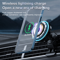 YTGEE 2026 Support de fixation pour grille d'aération de voiture à rotation 360° Chargeur magnétique sans fil 15W pour voiture avec lampe LED d'ambiance pour iPhone 14 15