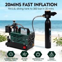 Compresor de Aire TUXING 12V CE Mini Verde, Enfriamiento por Aire, 300 Bar, 30Mpa, 4500 Psi, para Caza, Batería de Coche, Paintball, PCP, para Botella de 0.5L