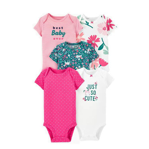 Vêtements pour enfants du commerce extérieur, nouvelle collection été, barboteuses en coton à manches courtes pour bébés, ensemble de 5 bodys pour bébés - Product Image 1