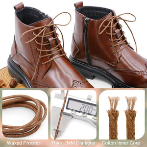 WEGOODZF Lacets ronds en <span class=keywords><strong>cuir</strong></span> ultra-fins 2mm lacets fins en gros légèrement cirés pour hommes et femmes chaussures habillées bottes - Product Image 2