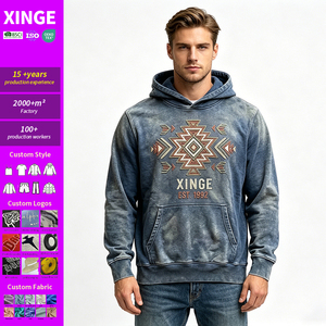 Sudadera con Capucha Bordada Estilo Navajo Vintage para Hombre, Sudadera Oversize de Estilo Urbano, Servicio Personalizado OEM ODM - Product Image 1