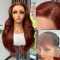 Perruque synthétique Lace Front 26 pouces brun cuivré Body Wave avec dentelle transparente 13x4 fibre résistante à la chaleur